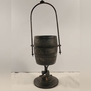 Antique Simpson Hall Miller Barrel Bucket Vase Silverplate Signed Table Flowers